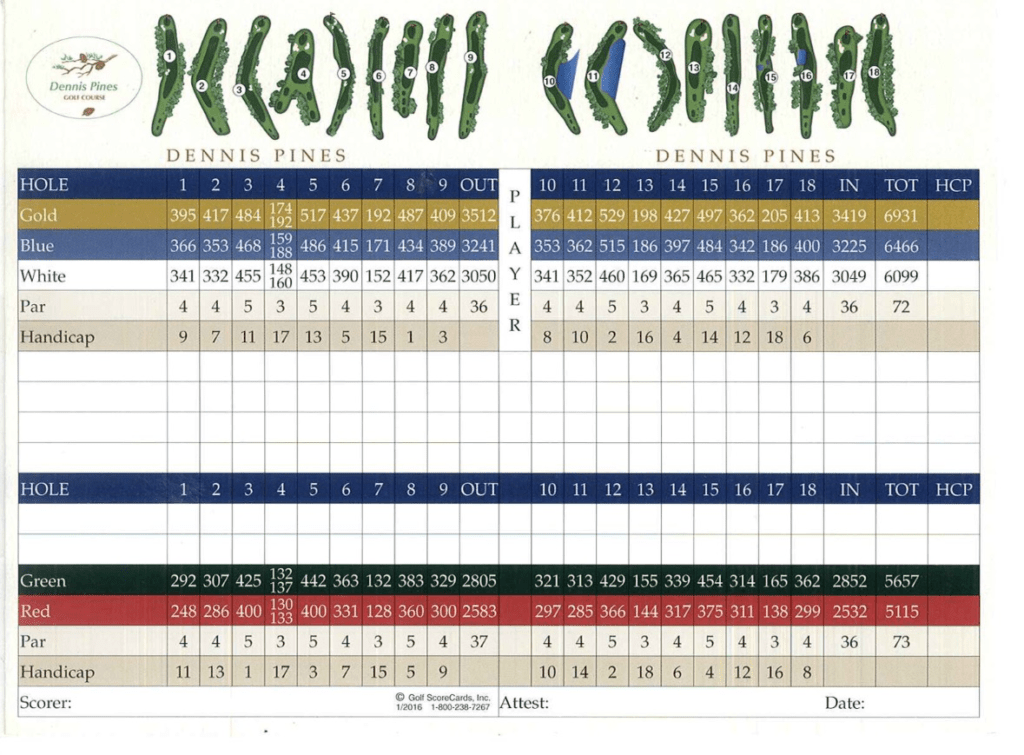 clearview golf course score card